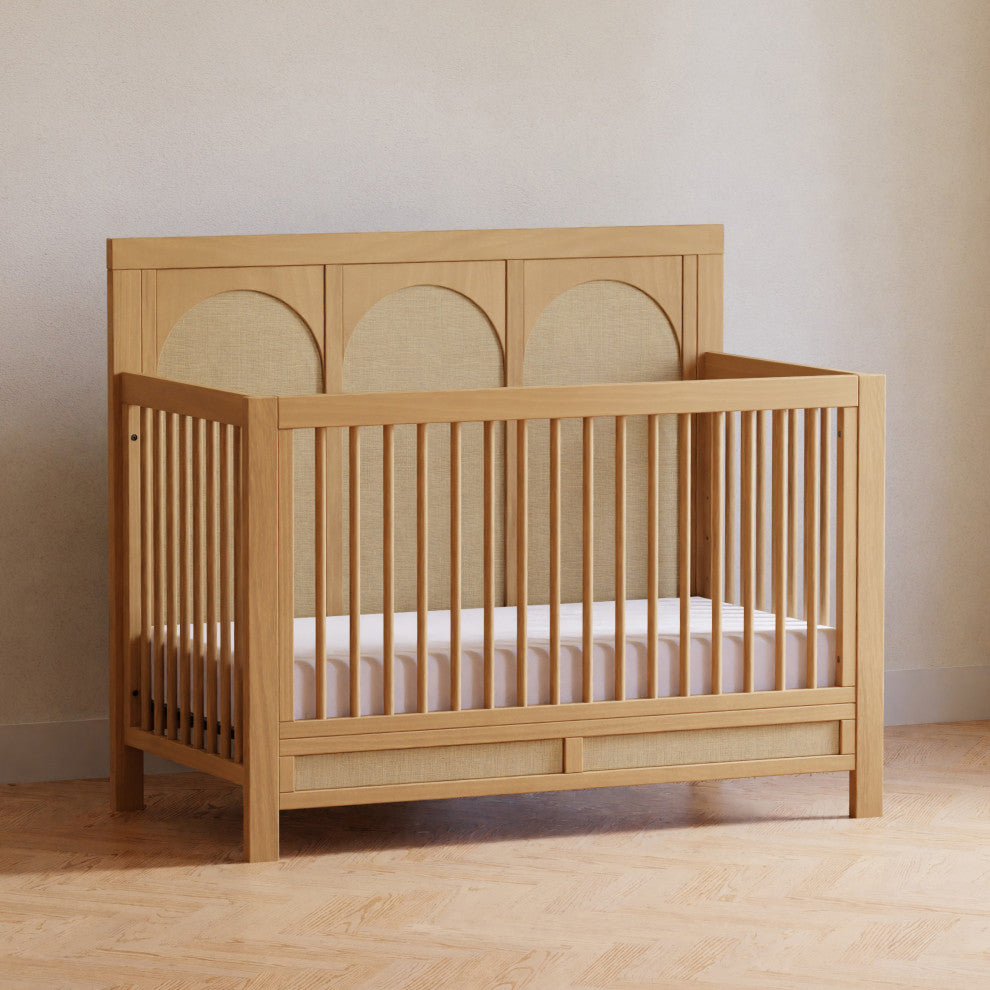 Eloise 4-in-1 Convertible Crib, Honey and Performance Sand Eco-Weave
