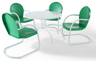 Griffith Metal 40" 5-Piece Outdoor Dining Set, Green