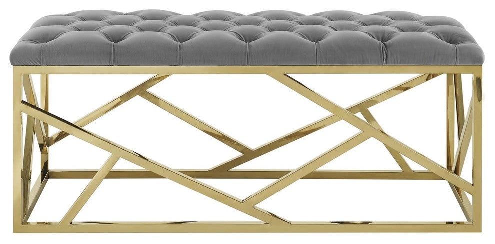 Modway Intersperse Bench, Gold Gray