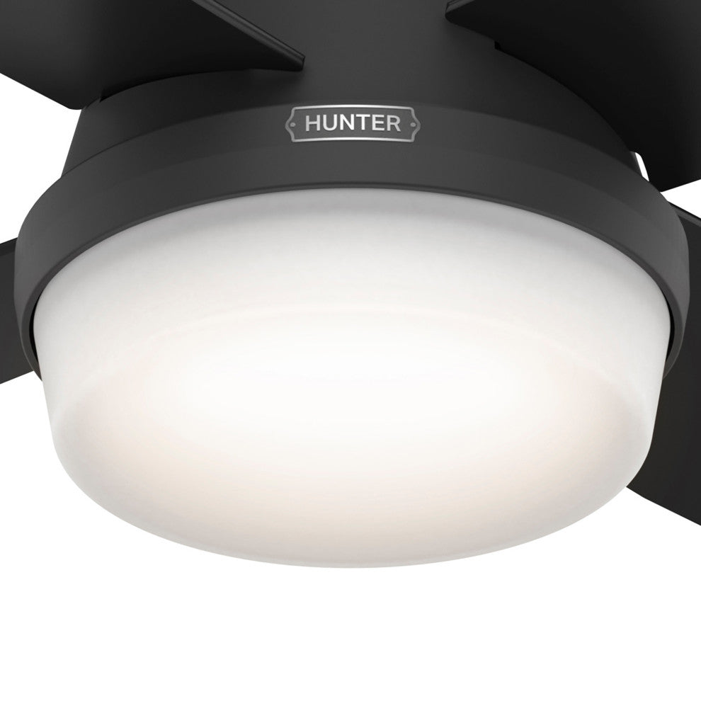 Hunter 52" Dempsey Matte Black Ceiling Fan, LED Kit, Remote