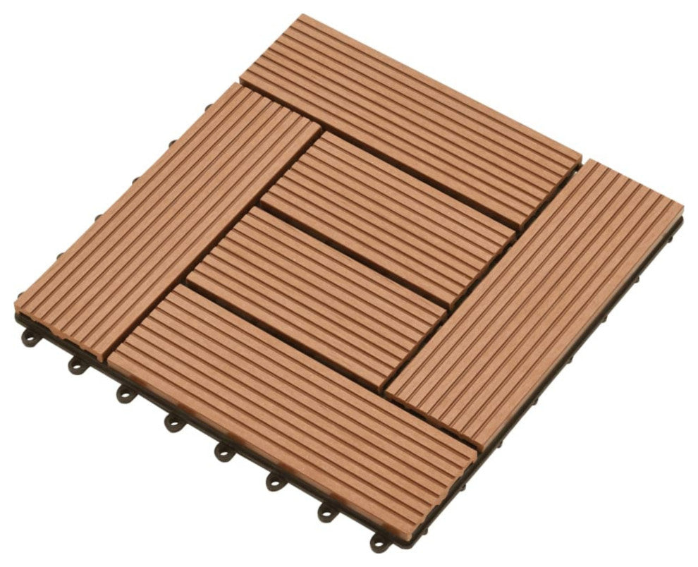 Brown 11-Piece 11.8"x11.8" Decking Tiles WPC 11'