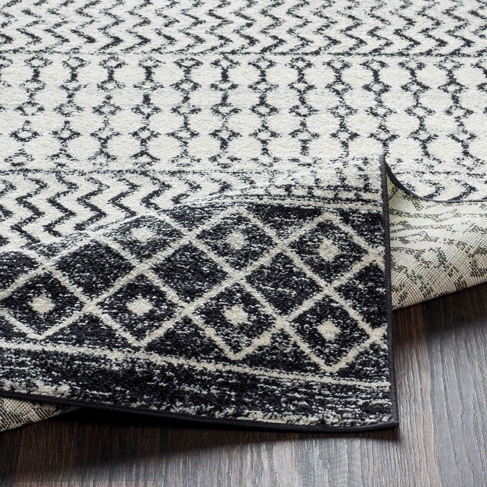 Elaziz Bohemian Global Gray, Black Area Rug, 2'x3'