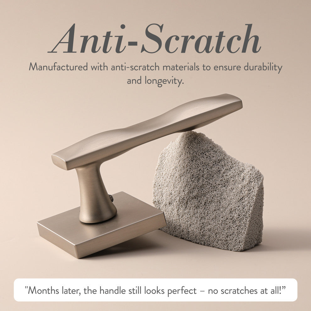 Modern Heavy Duty Designer Interior Door Lever - Essex Collection, Satin Nickel, Double Dummy