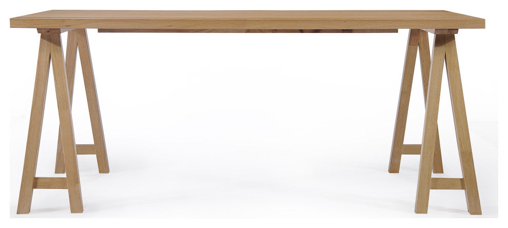 Anakin Mid-Century Modern 7-Piece Dining Set, Light Beige/Natural Oak