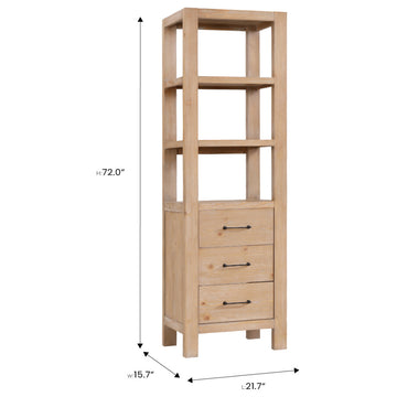 Leon Storage Cabinet for Bath, Kitchen and Living Room, Fir Wood Brown, 22"