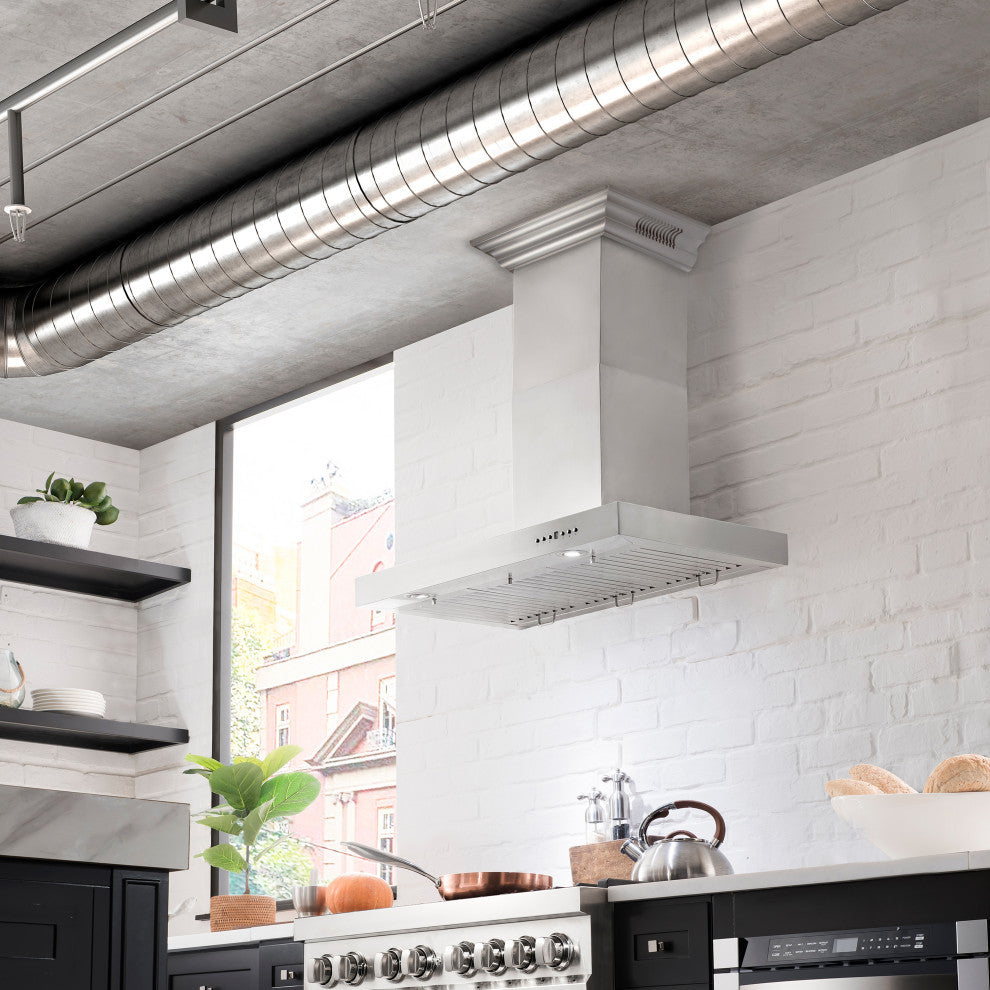 ZLINE 48" Ducted Vent Wall Mount Range Hood With Built-in CrownSound