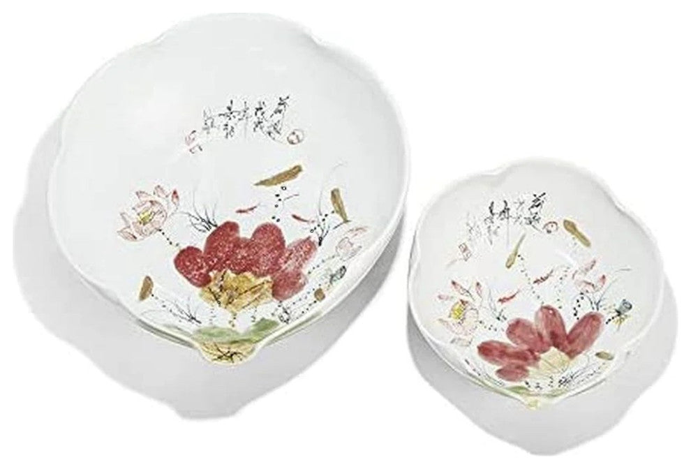 Two's Company Japanese Flower Blossoms Free Form Bowls, Set of 2