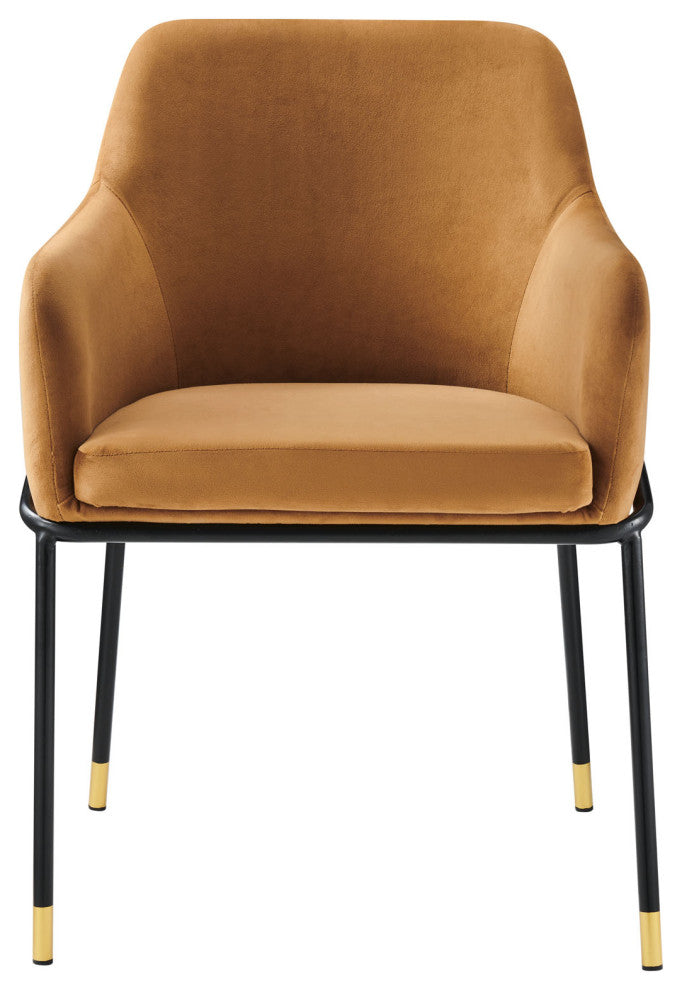 Dining Chair, Set of 2, Black Brown, Velvet, Modern Cafe Bistro Hospitality