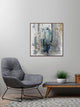 "Perching Grey" Floater Framed Painting Print on Canvas, 32"x32"