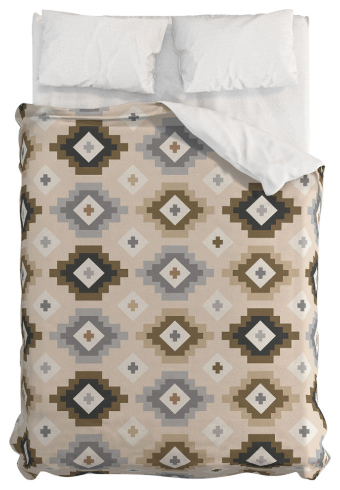 Avenie Geometric Aztec Earth Tones Duvet Cover, Twin
