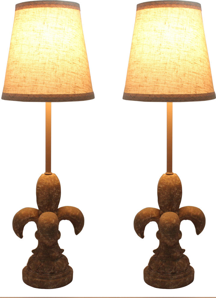Urbanest Set of 2 Fleur de Lis Mini Buffet Lamps, Sandstone
