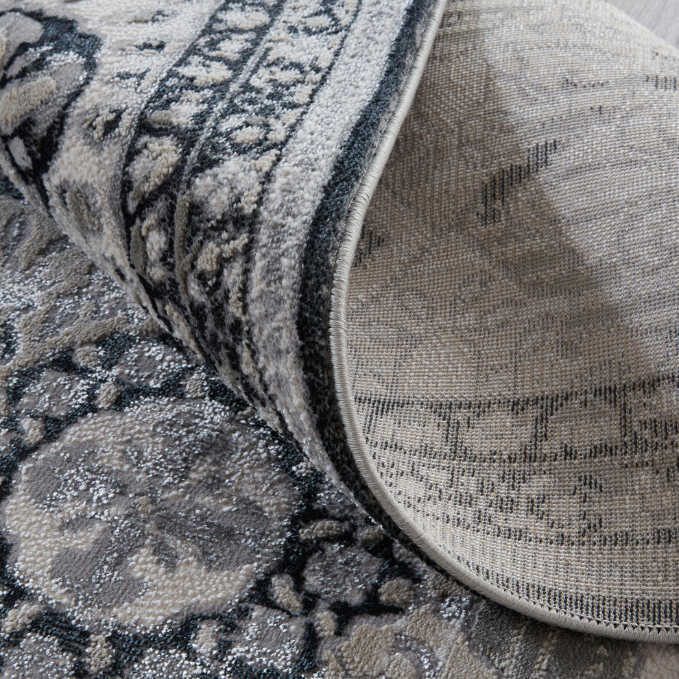Weave & Wander Adana Metallic Rug, Ivory/Black/Silver, 10ft x 13ft-2in Rug