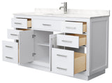 Beckett TK 60" Single Vanity, Cultured Top, Nickel Trim