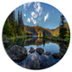 Mountain Lake Surrounded By Trees, Landscape Disc Metal Wall Art, 11"