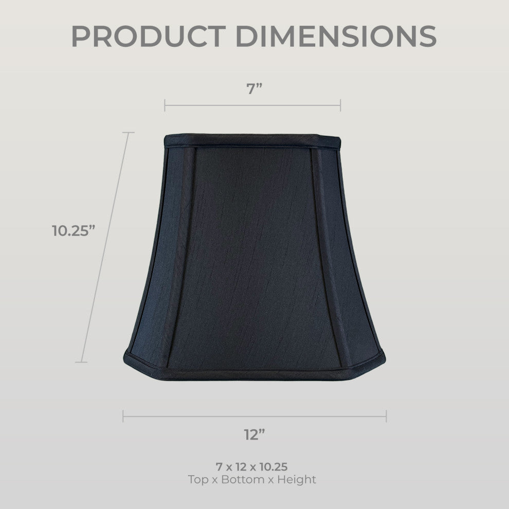 Royal Designs Square Cut Corner Bell Lamp Shade, Black With Gold Lining, 7.5"x12