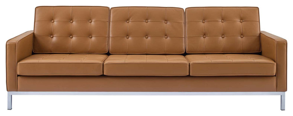 Sofa, Leather, Tan, Modern, Living Lounge Room Hotel Lobby Hospitality