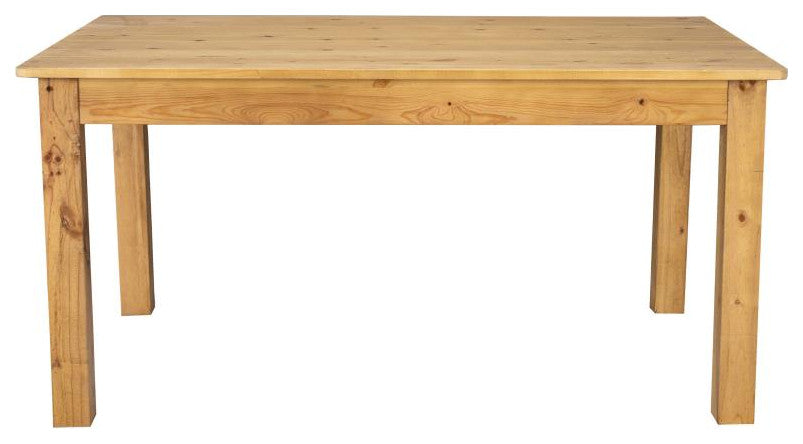 60" x 38" Rectangular Solid Pine Farm Dining Table, Light Natural