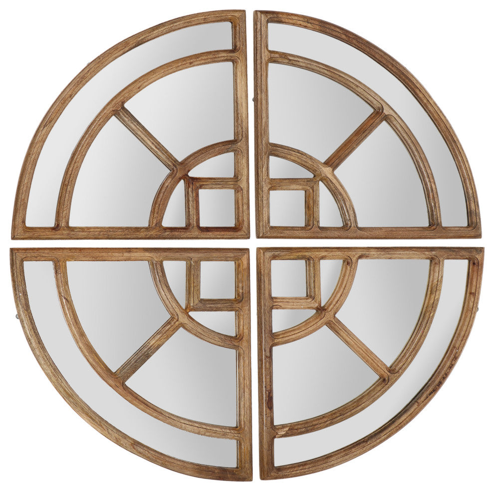 Finley Rustic Handcrafted Round Pie Mirror