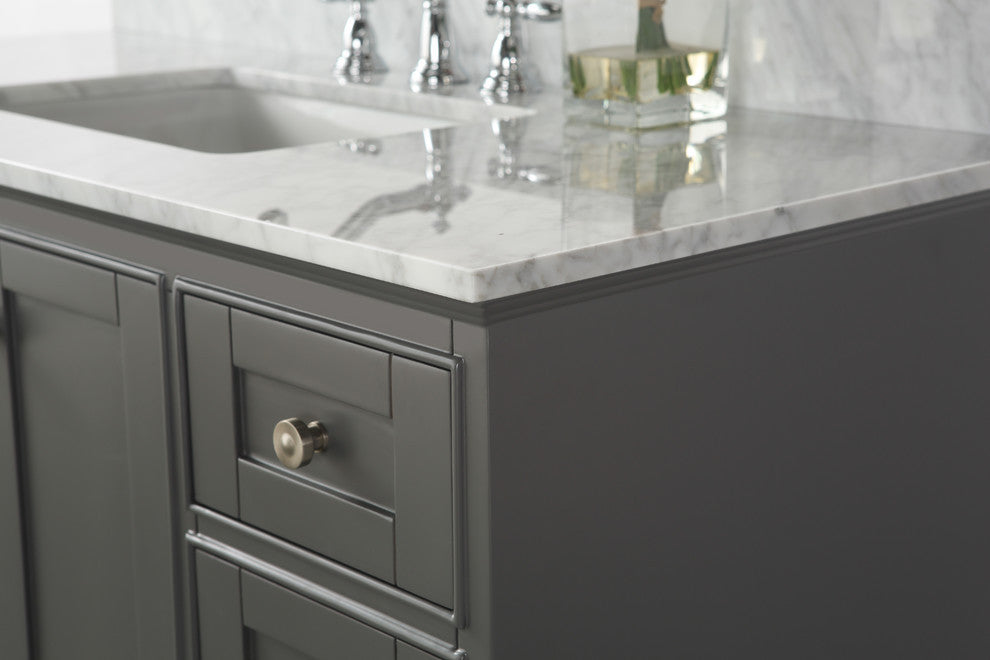 Audrey Vanity Set, Sapphire Gray, 48", Brushed Nickle Hardware, No Mirror