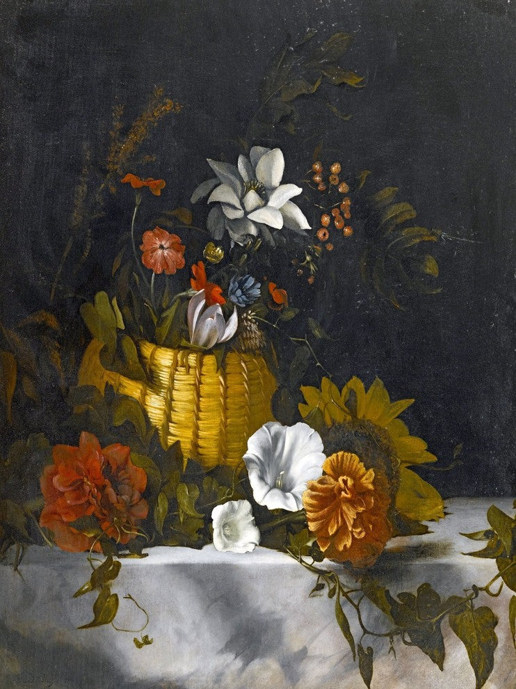 Tile Mural A Still Life Of A Basket Of Flowers Dirck De Bray, 6"x8", Matte