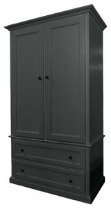 Modern Oak Extra Wide Wooden Wardrobe, Iron Ore