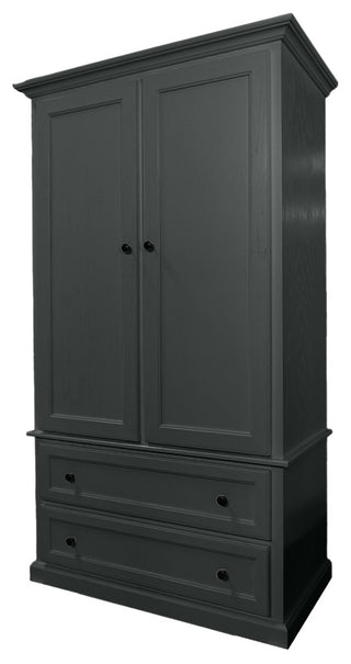 Modern Oak Extra Wide Wooden Wardrobe, Iron Ore