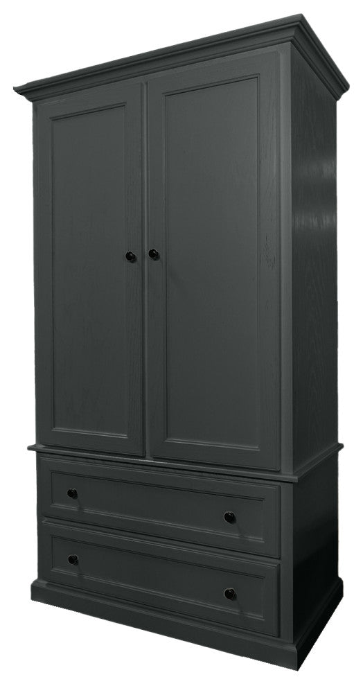 Modern Oak Extra Wide Wooden Wardrobe, Iron Ore