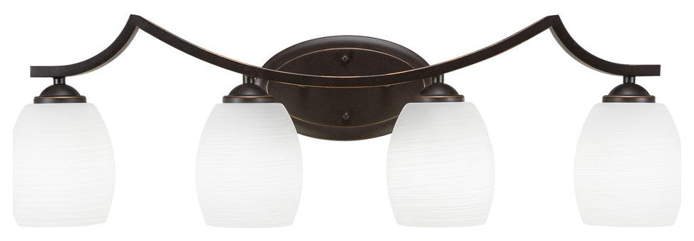 Zilo 4 Light Bath Bar, Dark Granite Finish, 5" White Linen Glass
