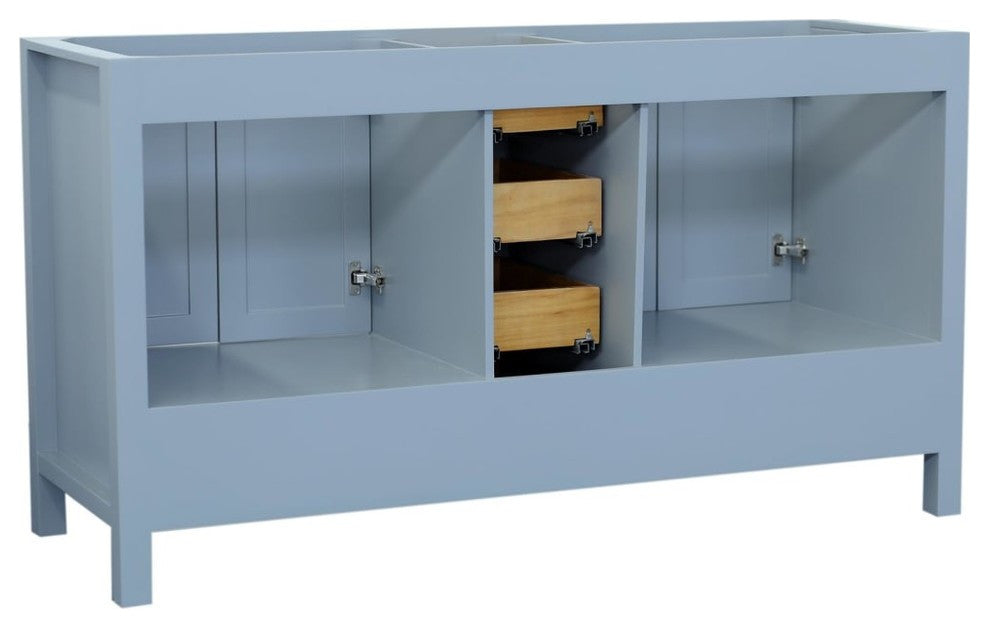 Ariel Cambridge 60" Base Cabinet, Gray, Double Sink Base Cabinet