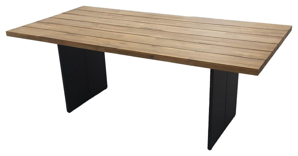 Naples 79" Wide Steel Outdoor Dining Table, Brown