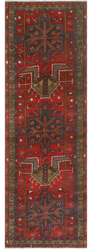 Fine Vintage Distressed Erik Red/Brown Runner, 3'2x9'10