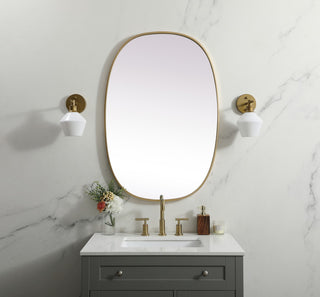 Metal Frame Oval Mirror 27X40 Inch, Brass