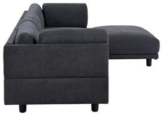 L Shaped Couch Upholstered Convertible Sectional Sofa with Ottoman, Gray