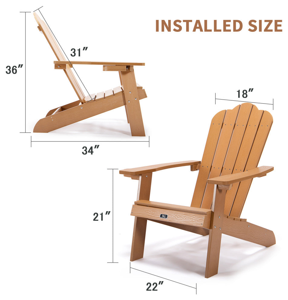All-Weather Fading Resistant Plastic Wood Outdoor Brown Chair With Cup Holder