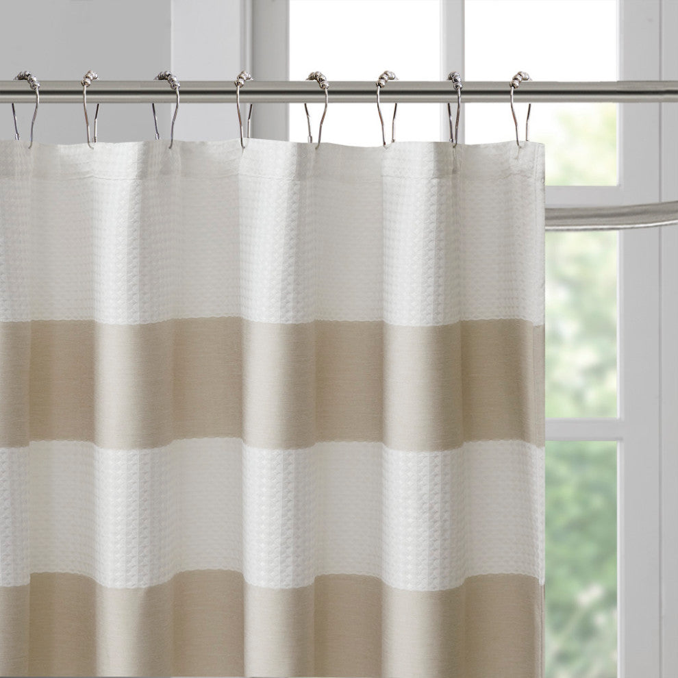 Madison Park Spa Waffle Shower Curtain With 3M Treatment, Taupe