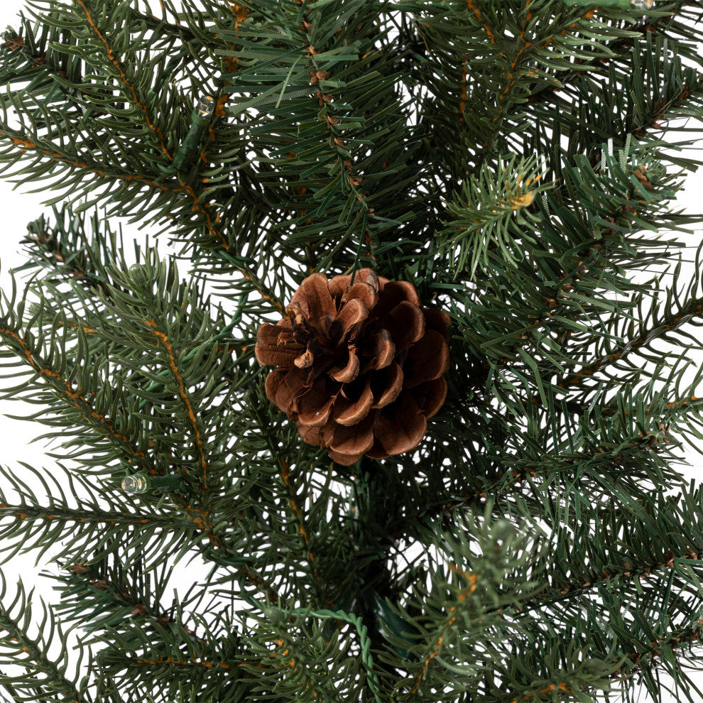 2pk 9ft Pre-Lit Greenery Pine Cone Christmas Garland, With Warm White LED Lights