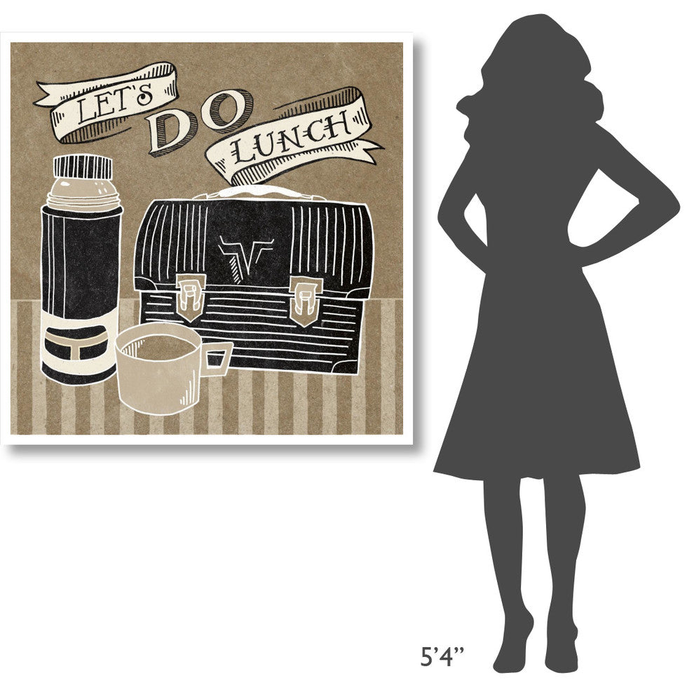 "Lets Do Lunch Taupe" Digital Paper Print by Mary Urban, 42"x42"