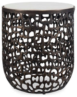 Uttermost Sabena White Marble Outdoor Side Table