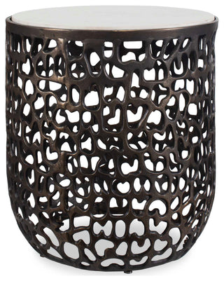 Uttermost Sabena White Marble Outdoor Side Table