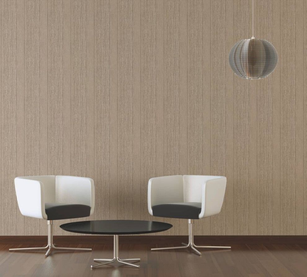 Loft Modern Nature Textured Wallpaper, Wood Planks, Beige Brown, One Roll