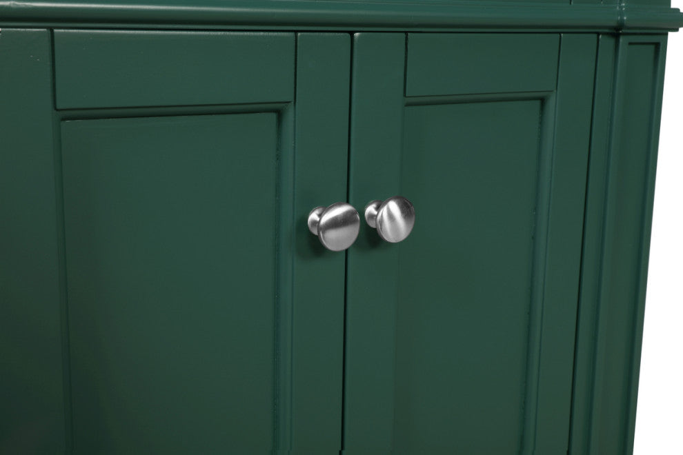 Home Living Vanity with Carrara White Marble Countertop, Green, 24", Single Sink