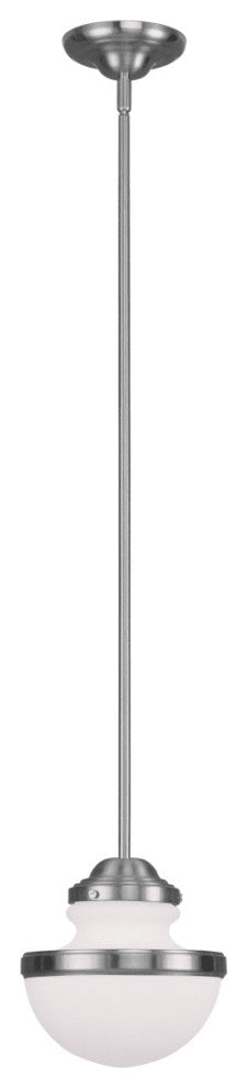 Livex Oldwick 1 Light 8" Pendant, Brushed Nickel
