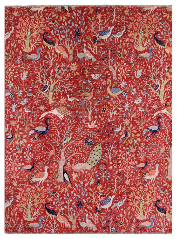 9' 1" X 12' 1" Persian Tree Of Life Hand-Knotted Wool Rug Q7813