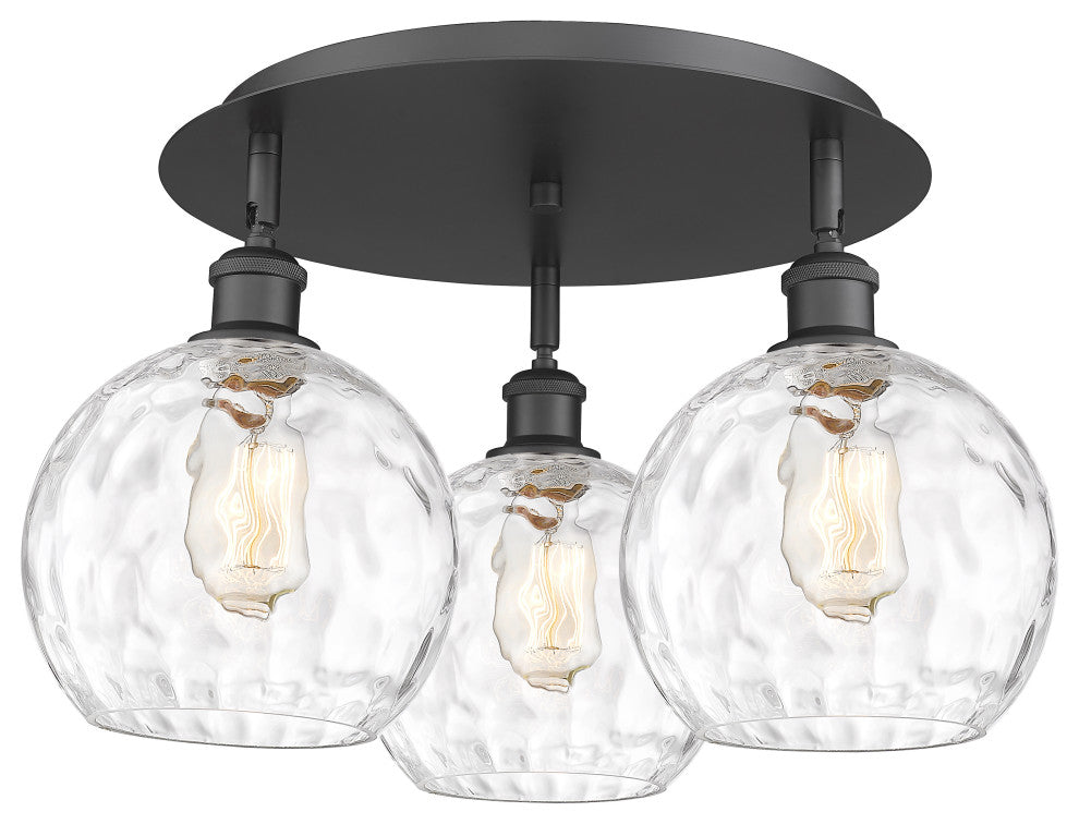 Athens Water Glass 3 19.75" Flush Mount Matte Black