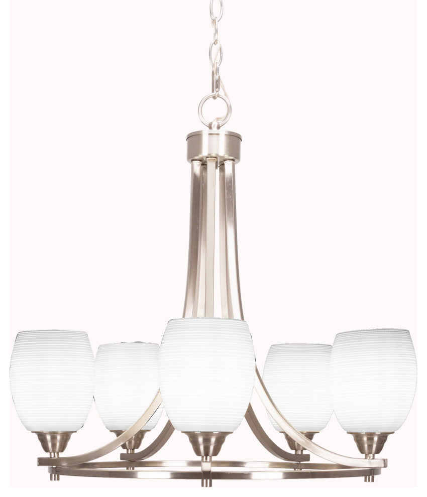 Paramount 5-Light Chandelier, Brushed Nickel, 5" White Matrix Glass