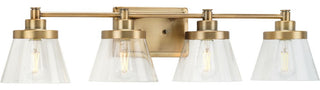 Hinton 4-Light Vintage Brass Clear Seeded Glass Bath Vanity Light