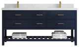 Parker 72 Double Sink Bath Vanity in Navy Blue  2" Empira Quartz
