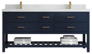 Parker 72 Double Sink Bath Vanity in Navy Blue  2" Empira Quartz