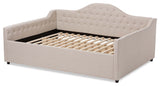 Mira Fabric Upholstered Daybed, Light Beige, Queen