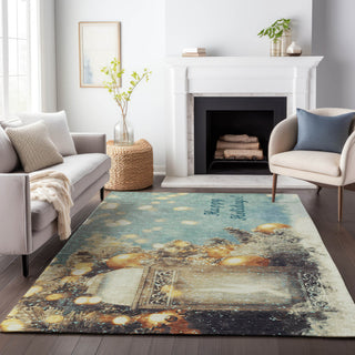 Addison Premium Washable Mayfield AMF214 Blue 5' x 7'6" Rug